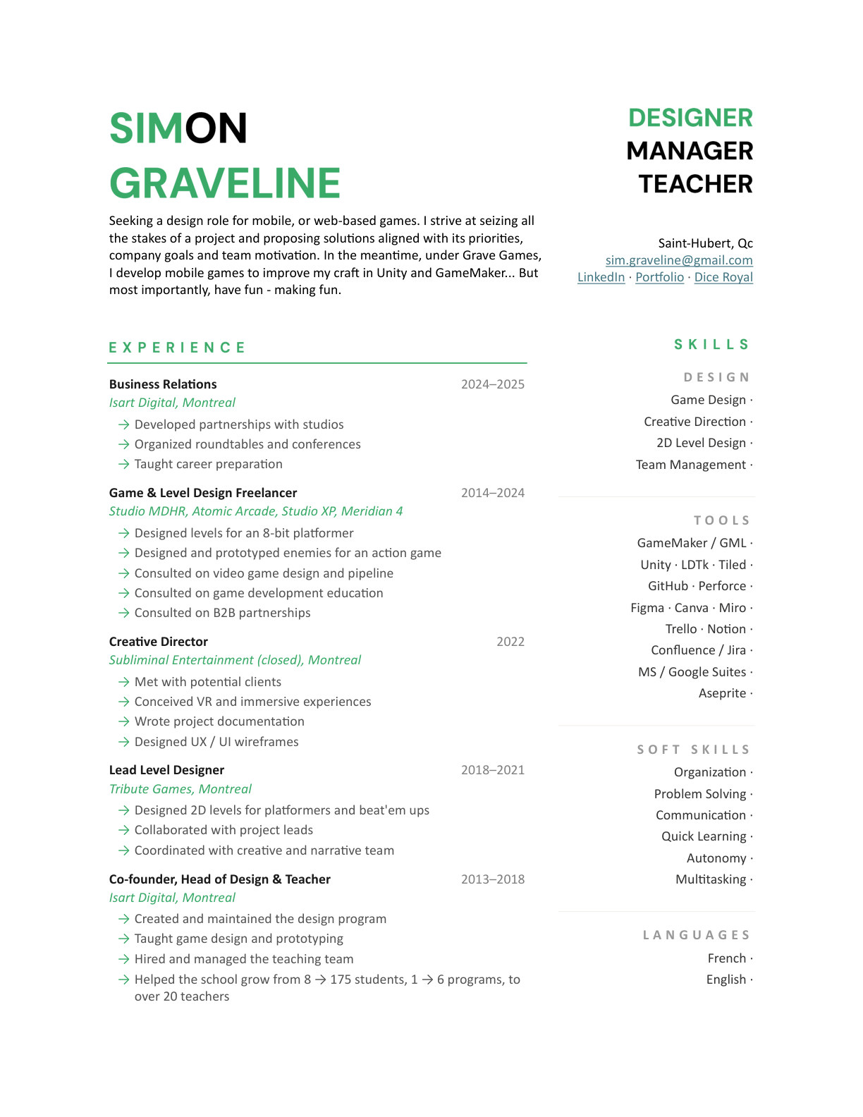 Resume page 1